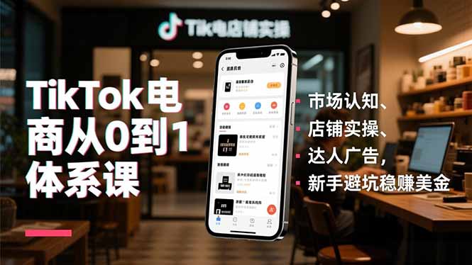 TikTok电商从0到1体系课,市场认知、店铺实操、达人广告,新手避坑稳赚美金-破局灯塔