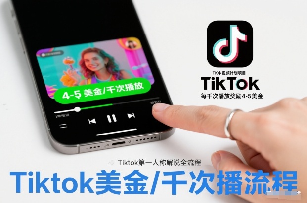 TK中视频计划项目，Tiktok第一人称解说流程，每干次播放奖励4-5美金-破局灯塔