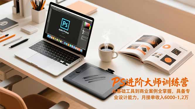 PS进阶大师训练营，从基础工具到商业案例全掌握，具备专业设计能力，月接单收入6000-1.2万-破局灯塔