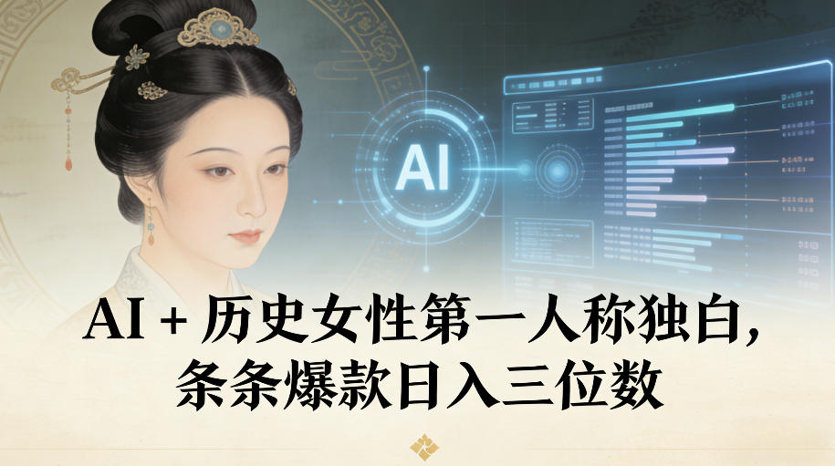 AI+历史女性第一人称独白，条条爆款日入三位数-破局灯塔