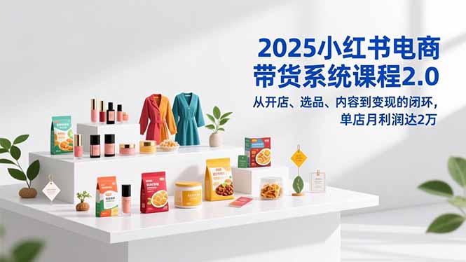 2025小红书电商带货系统课程2.0，从开店、选品、内容到变现的闭环，单店月利润达2万-破局灯塔