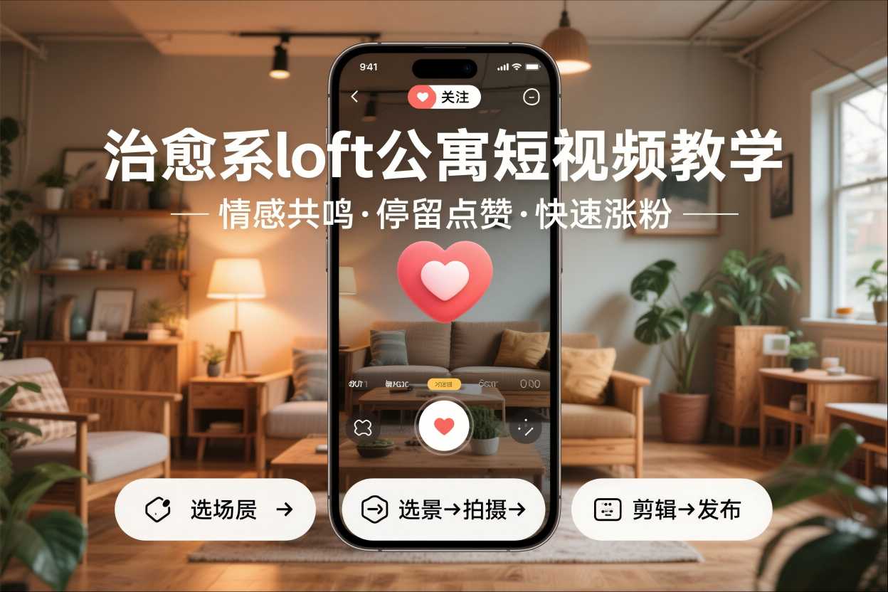 治愈系loft公寓短视频制作教学，情感共鸣引停留点赞关注，快速起号涨粉-破局灯塔