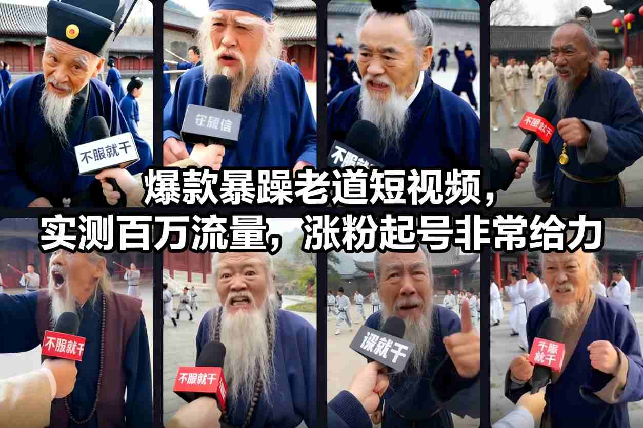 爆款暴躁老道短视频，实测百万流量，涨粉起号非常给力-破局灯塔