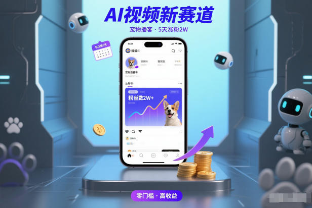 AI视频新赛道,宠物播客仅注册5天涨粉2W,收益非常可观-破局灯塔