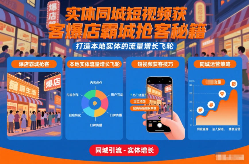 实体同城短视频获客爆店霸城抢客秘籍，打造本地实体的流量增长飞轮-破局灯塔