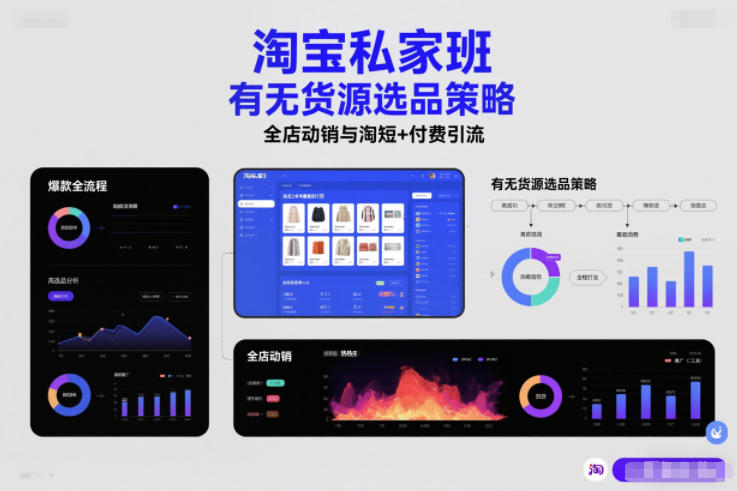 淘宝私家班，有无货源选品策略，高成功率爆款全流程打法，全店动销与淘短+付费引流(更新)-破局灯塔