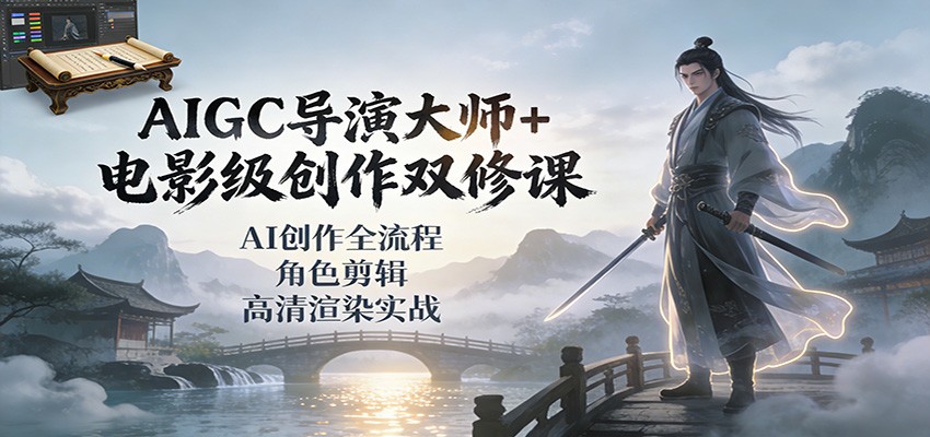 AIGC导演大师+电影级创作双修课：AI创作全流程、角色剪辑、高清渲染实战-破局灯塔
