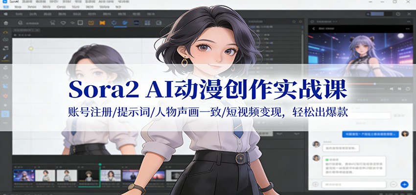 Sora2 AI动漫创作实战课：账号注册/提示词/人物声画一致/短视频变现，轻松出爆款-破局灯塔