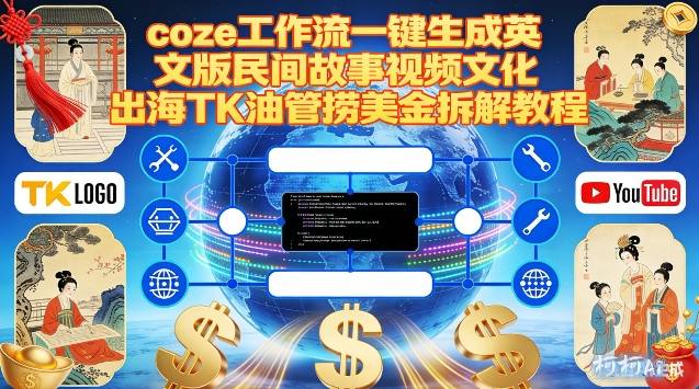 Coze扣子工作流一键生成英文版民间故事视频，文化出海TK油管捞美金拆解教程-破局灯塔