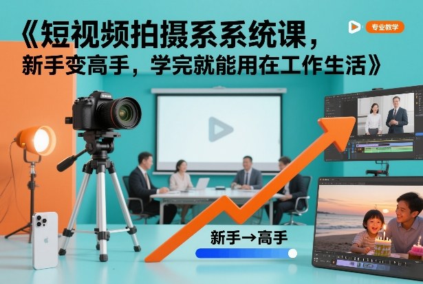 短视频拍摄系统课，新手变高手，学完就能用在工作生活-破局灯塔