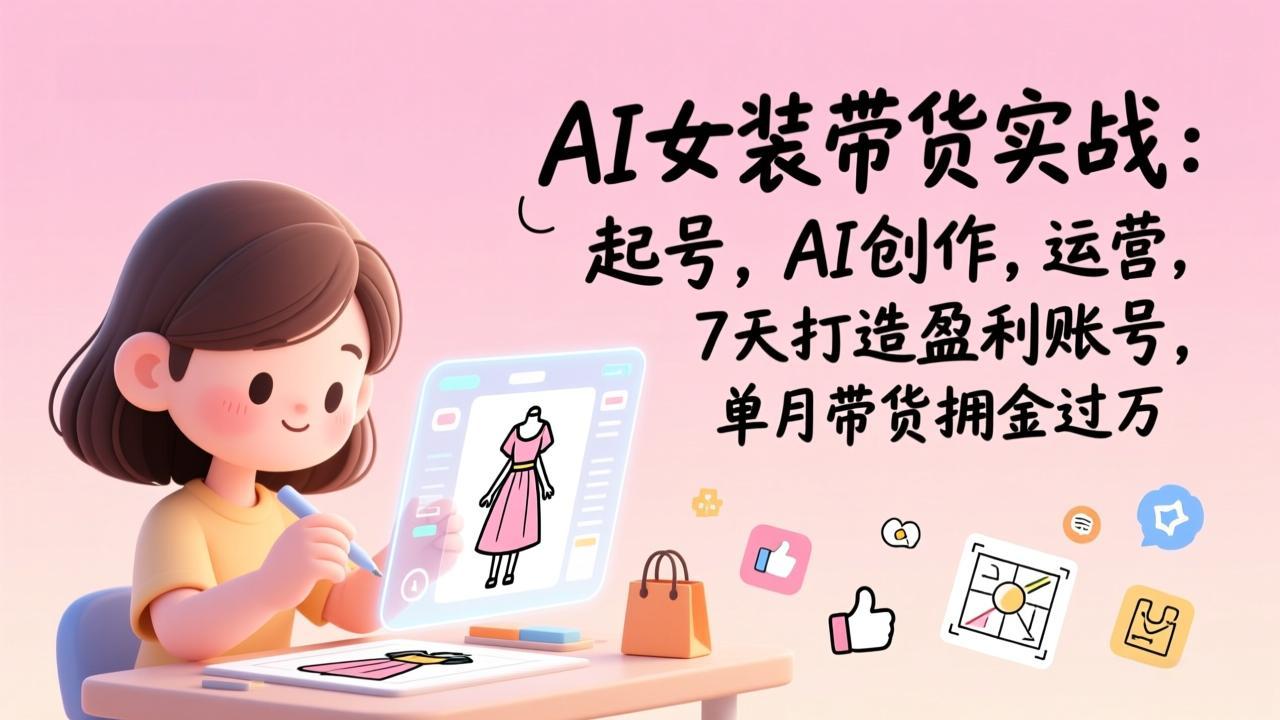 AI女装带货实战：起号，AI创作，运营，7天打造盈利账号，单月带货佣金过万-破局灯塔