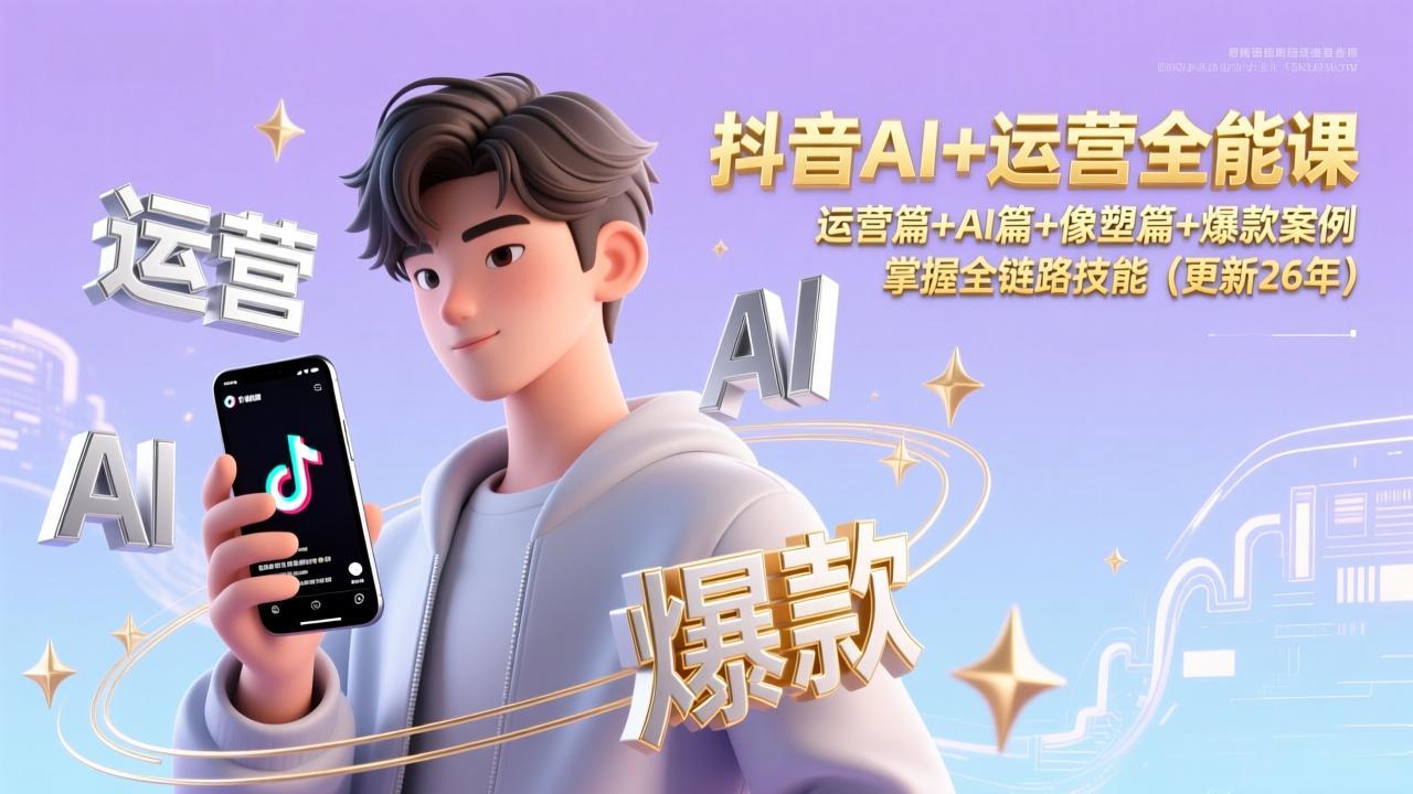 抖音AI+运营全能课，运营篇+AI篇+像塑篇+爆款案例，掌握全链路技能(更新26年-破局灯塔