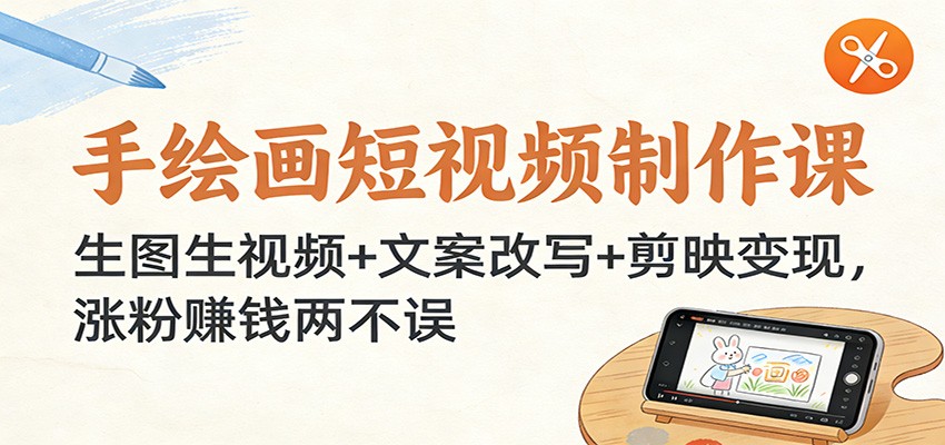 手绘画短视频制作课：生图生视频+文案改写+剪映变现，涨粉赚钱两不误-破局灯塔