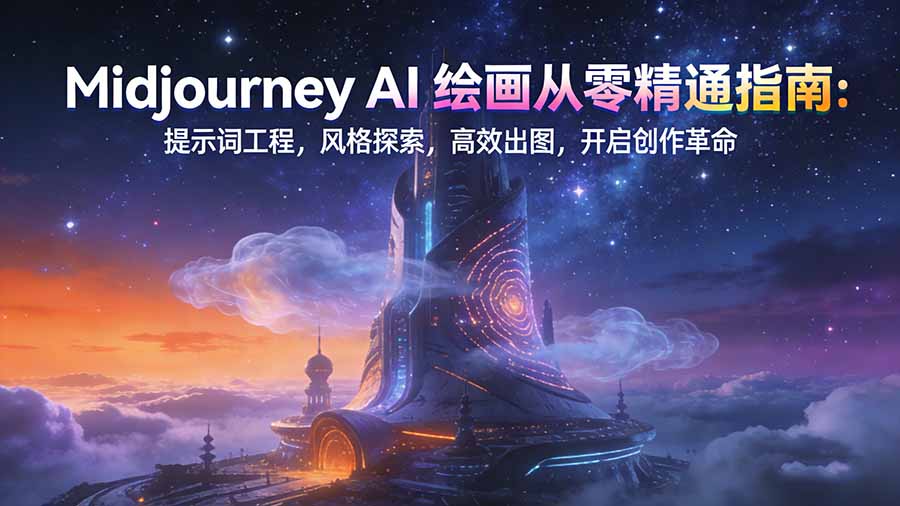 Midjourney AI绘画从零精通指南：提示词工程，风格探索，高效出图，开启创作革命-破局灯塔