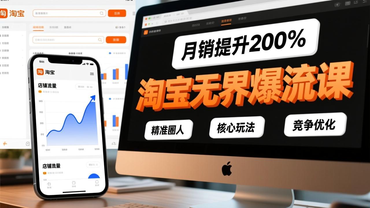 淘宝无界爆流课，精准圈人、核心玩法、竞争优化，快速引爆店铺流量，月销提升200%-破局灯塔