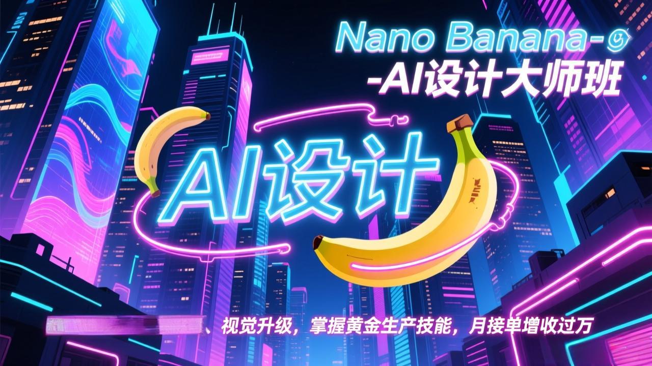 Nano Banana-AI设计大师班，修图合成、广告创作、视觉升级，掌握黄金生产技能，月接单增收过万-破局灯塔