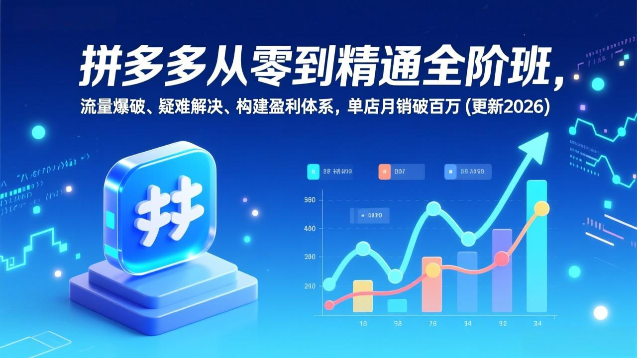 拼多多从零到精通全阶班，流量爆破、疑难解决，构建盈利体系，单店月销破百万(更新2026-破局灯塔