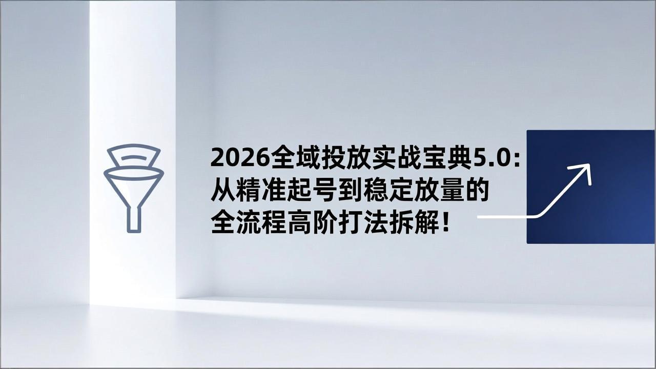 2026全域投放实战宝典5.0：从精准起号到稳定放量的全流程高阶打法拆解！-破局灯塔