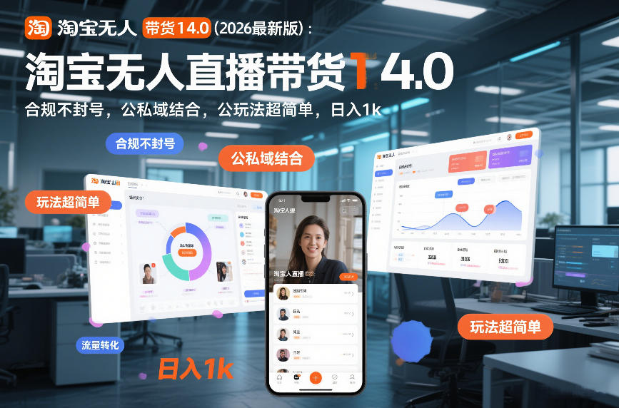 淘宝无人直播带货14.0(2026最新版)：合规不封号，公私域结合，玩法超简单，日入1k+【揭秘】-破局灯塔