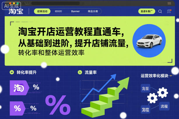 淘宝开店运营教程直通车，从基础到进阶，提升店铺流量，转化率和整体运营效率(更新26年1月)-破局灯塔