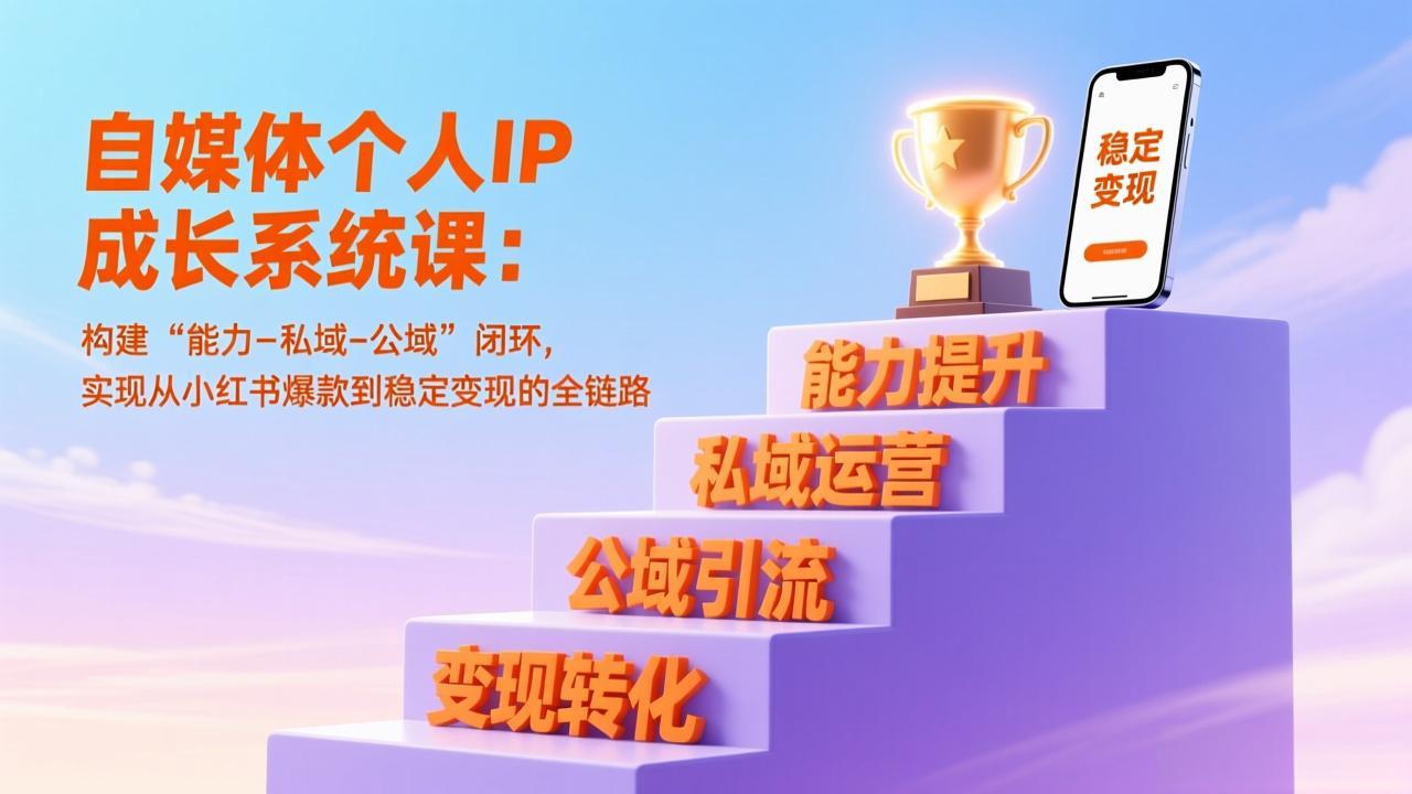 自媒体个人IP成长系统课:构建“能力-私域-公域”闭环,实现从小红书爆款到稳定变现的全链路-破局灯塔