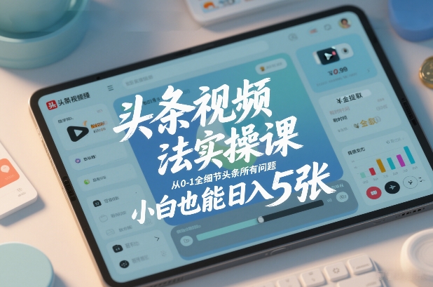 头条视频玩法实操课,从0-1全细节头条所有问题,小白也能日入5张-破局灯塔