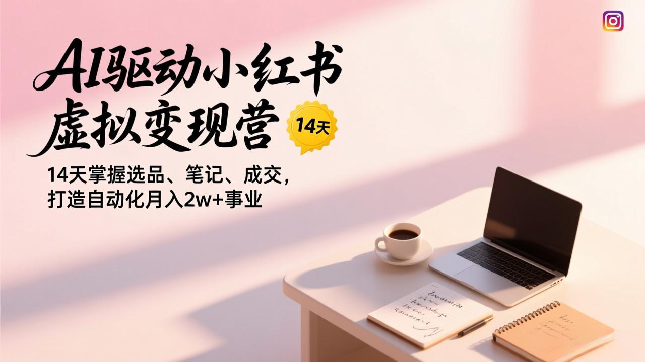 AI驱动小红书虚拟变现营，14天掌握选品、笔记、成交，打造自动化月入2w+事业-破局灯塔