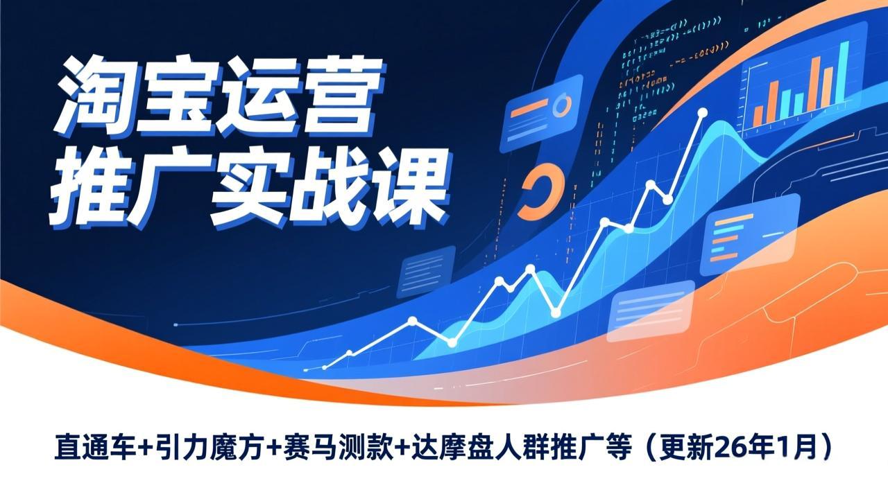 淘宝运营推广实战课，直通车+引力魔方+赛马测款+达摩盘人群推广等(更新26年1月-破局灯塔