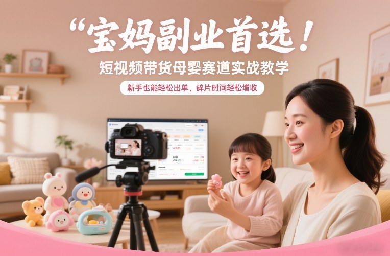 宝妈副业首选！短视频带货母婴赛道实战教学，新手也能轻松出单，碎片时间轻松增收-破局灯塔