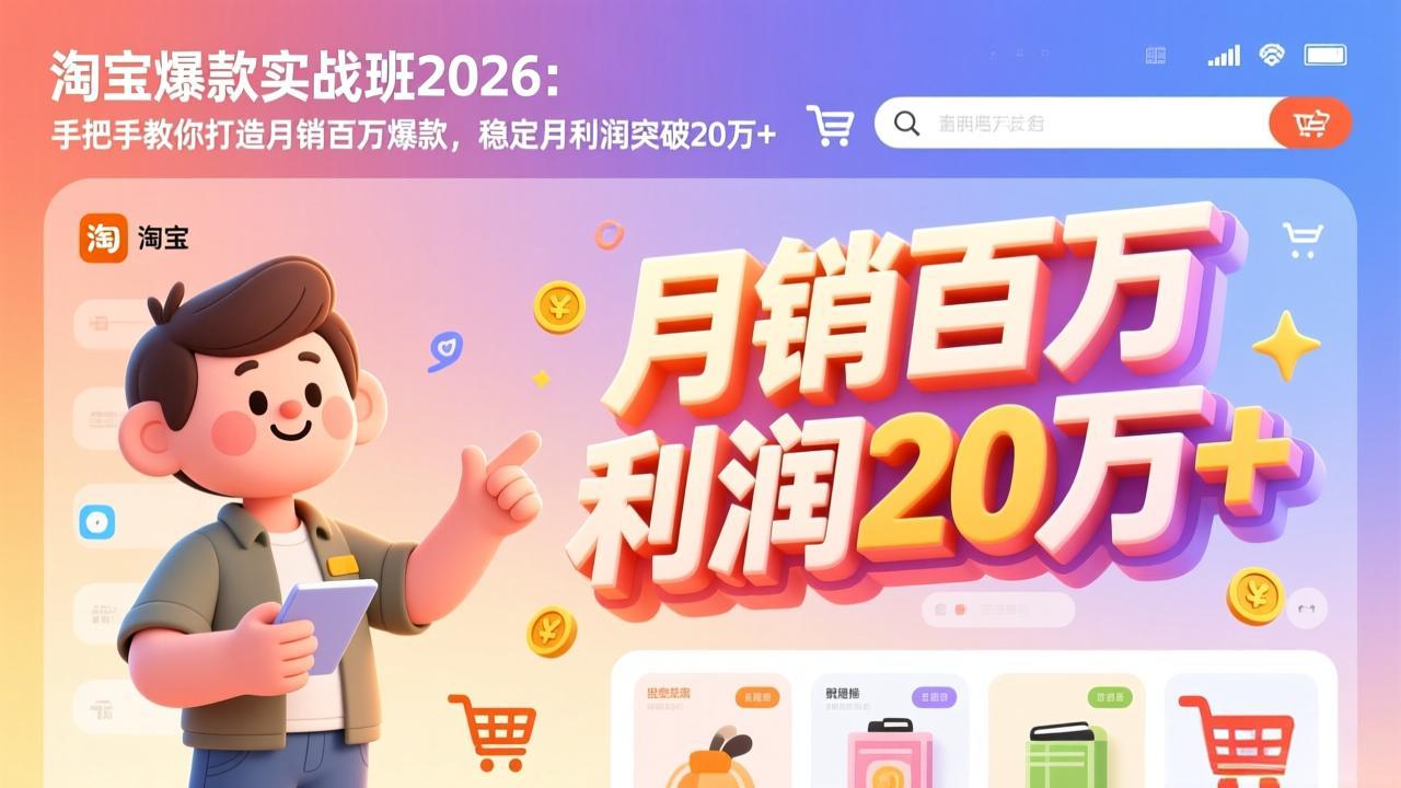 淘宝爆款实战班2026：手把手教你打造月销百万爆款，稳定月利润突破20万+-破局灯塔