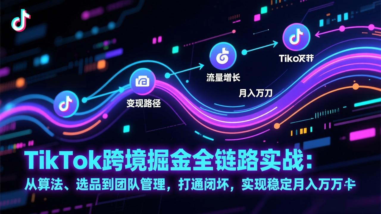 TikTok跨境掘金全链路实战：从算法、选品到团队管理，打通闭环，实现稳定月入万刀-破局灯塔