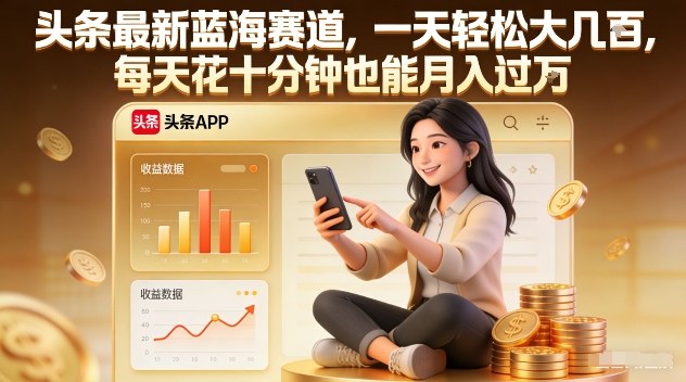头条最新蓝海赛道，一天轻松大几张，每天花十分钟也能月入过1W【揭秘】-破局灯塔