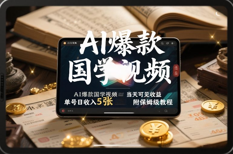 AI爆款国学视频，独家起号方法，小白直接上手，当天可见收益，单号日收入5张+附保姆级教程-破局灯塔